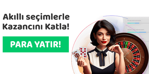 kadın, rulet ve yeşil renkli para yatır butonu bulunan afiş
